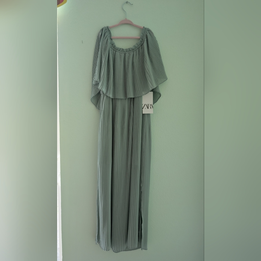 Zara, Pleated Dress, Green